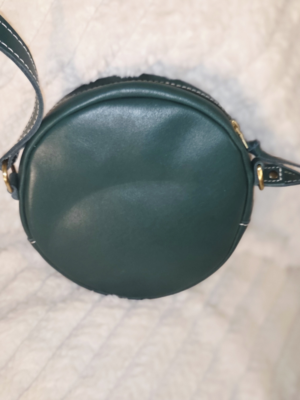 NEW Beautiful Portland Leather Goods Large Circle Crossbody Bag In Peacock - Picture 5 of 8